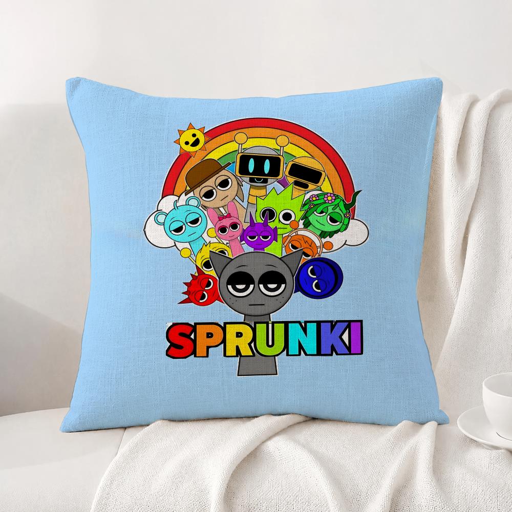 Игровой чехол для подушки Sprunki Натуральный льняной комплект наволочек Универсальный декоративный чехол для подушки для дивана, спальни, кресла