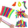 12/24Pcs Colorful Soft Caterpillars Kids Birthday Party Favors Pinata Filler Stretch String Fidget Toys Halloween Christmas Gift