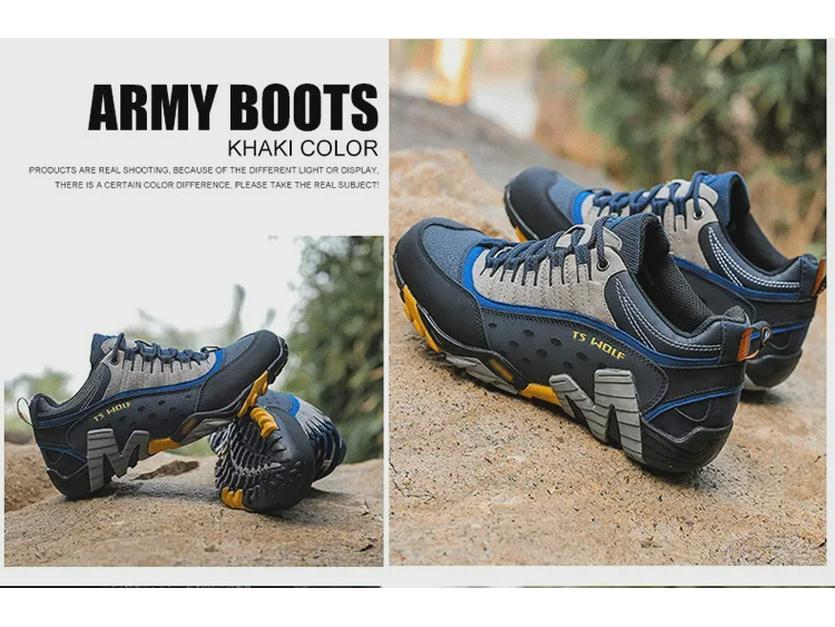 Мужские и женские водонепроницаемые походные ботинки из натуральной кожи — дышащая, нескользящая обувь для активного отдыха на весну/осень.