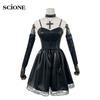 XS ~ 3XL Обновленный костюм для косплея Death Note Misa Amane, сексуальное платье из искусственной кожи + перчатки + чулки + ожерелье, униформа, костюм для косплея