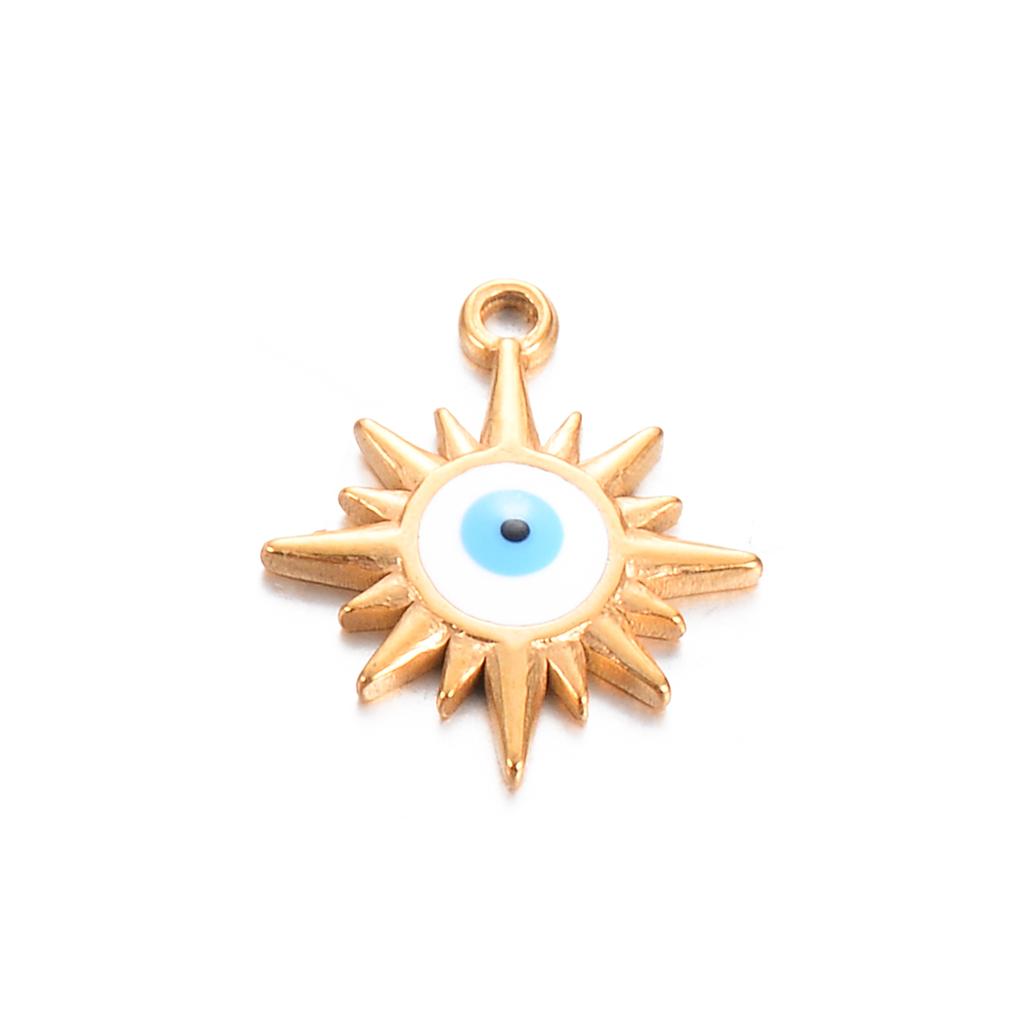 pcs/lot Evil Eyes Sun Charms Stainless Steel Pendants for DIY Necklace Jewelry Making Supplies wholesale