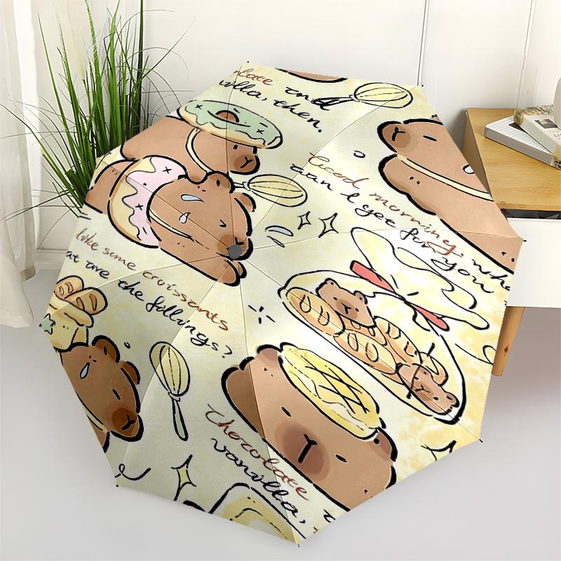 Capybara Themed Travel Umbrella-8 Ribs Automatic Opening and Closing, Portable Folding Design, Compact and Stylish Umbrella Suitable for Out