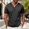 Мужская дышащая повседневная рубашка с V-образным вырезом и коротким рукавом