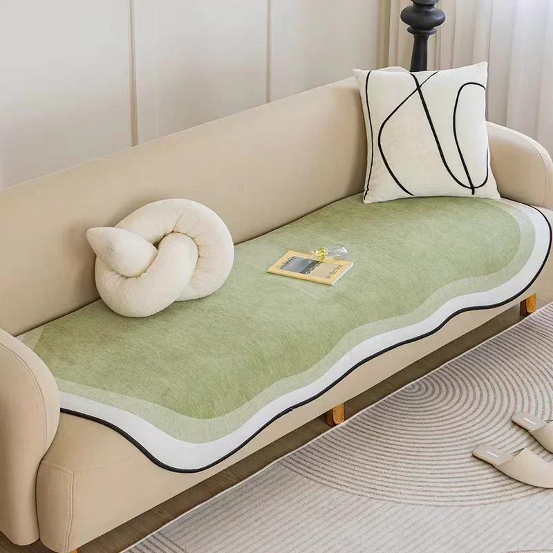 1PC Irregular Shaped Soft Sofa Towel Solid Color Luxury Sofa Covers for Living Room All Season Universal Anti-slip Couch Covers