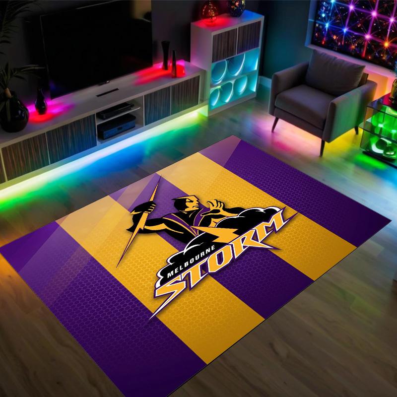 Melbourne Storm Design Crystal Velvet Carpet Cozy Non?Slip Printed Rug For Bedroom Living Room Entrance