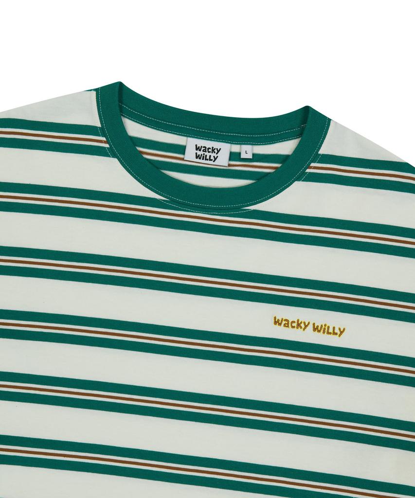 WACKY WILLY Multi-Stripe Short Sleeve T-Shirt Green