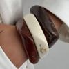 Salircon 3 Styles Exaggerated Vintage Resin Acrylic Bangles Women Punk Hip Hop Irregular Geometric Wide Bracelet Couple Jewelry