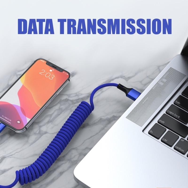 5A Micro USB Type C Кабель для быстрой зарядки 1,5 м Пружинный кабель для передачи данных для iPhone Зарядное устройство для Samsung Xiaomi Huawei