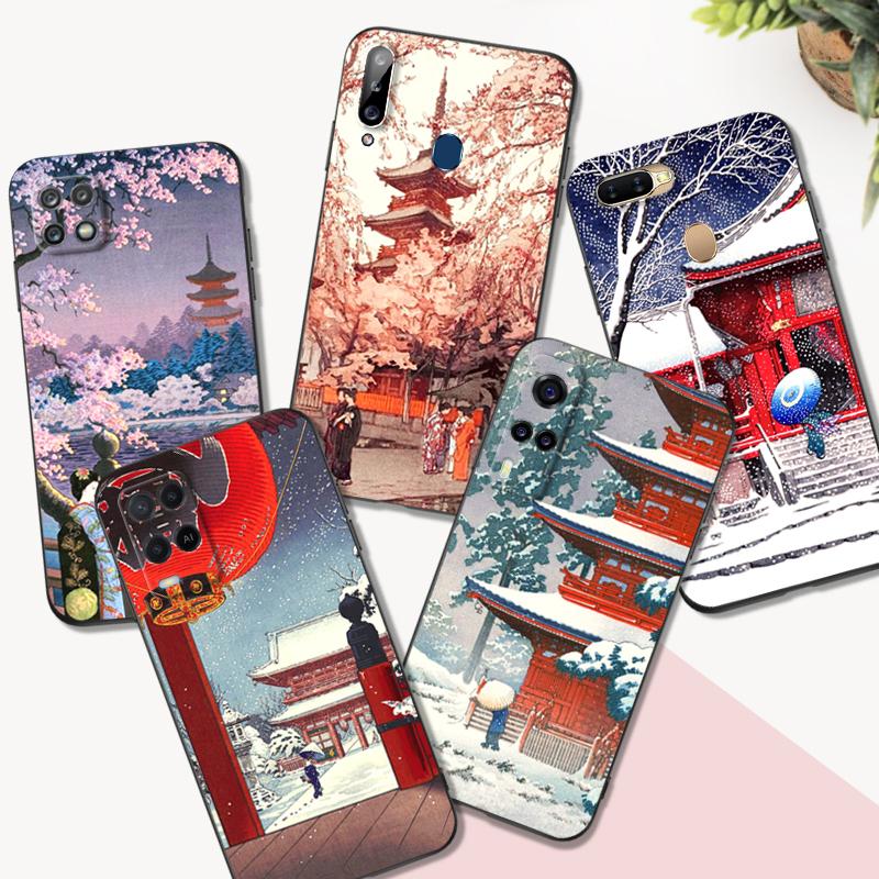Черный чехол из ТПУ для OPPO A32 A33 A53 A53S A54 A55 A73 A74 A76 A77 A91 A94 A95 A93S A92S 4G 5G ретро Токио, японский арт