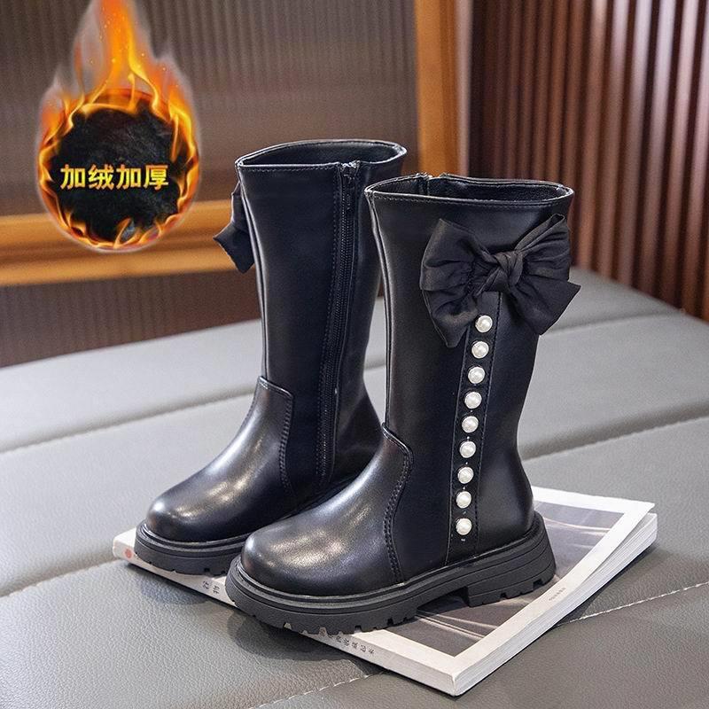 Мода 2025 Новые Девочки Высокие Сапоги Мода Универсальные Мягкие Принцесса Элегантные ПУ Мягкие Шикарные Детская Мода Подиумные Сапоги