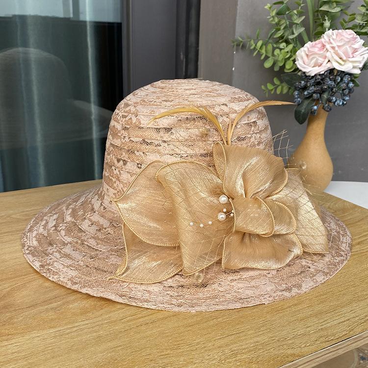 Summer new lace flower pot hat women's mesh breathable sun hat vacation versatile big edge beach hat