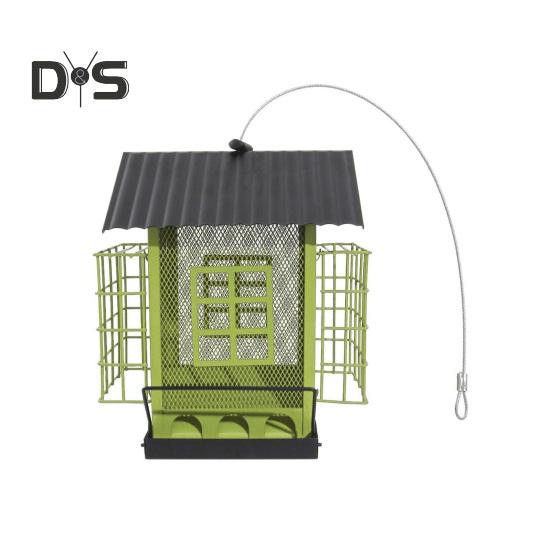 Birds Feeder for Outdoors Hanging Metal Mix Seeds Feeder with Double Suet Cage Outside Wild Birds Feeder for Garden Backyard Decor