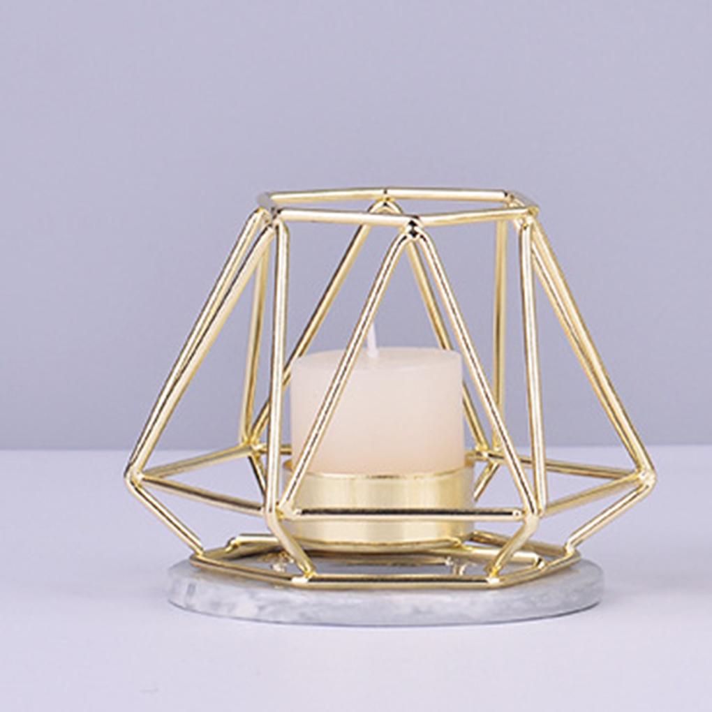 Gold Iron Candleholders Geometric Candlestick Tealight Votive Candle Cup Home Decoration