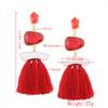 Women's Temperament Gemstone Tassel Ear Pendent Long Fringe Eardrop Dangle Earrings Ladies Jewelry Christmas Gift
