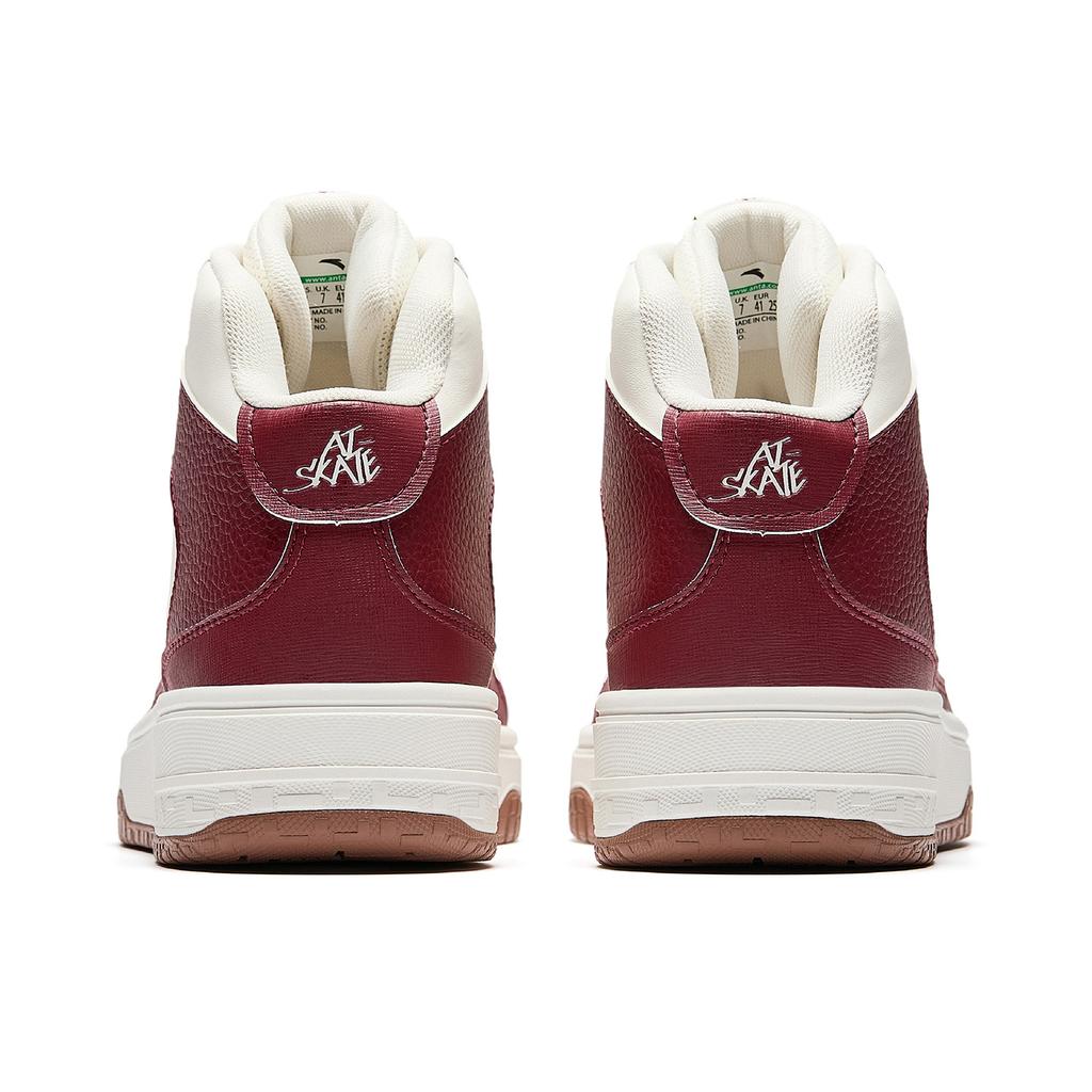 Anta Street Warrior 3 Синтетическая кожа Нескользящие Износостойкие Повседневные Высокие Кеды для Скейтборда Мужские Кроссовки Слоновая кость-Белый Малиновый 912548087-1