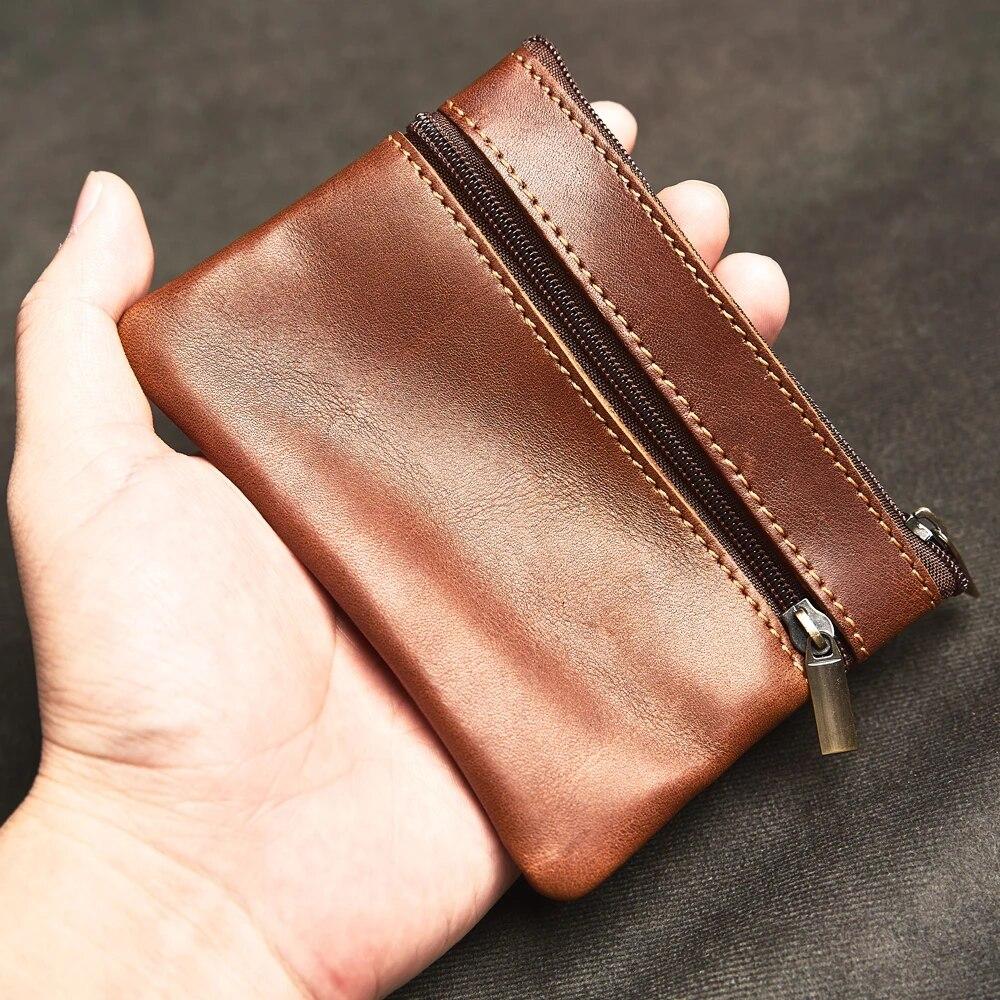 Кожаный кошелек для монет для мужчин и женщин, мини-кошелек из воловьей кожи на молнии, маленькая карманная сумка для денег, женские кошельки, мужской держатель для карт V