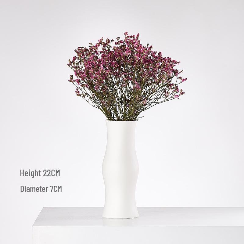 Modern White Ceramic Vase for Small Fresh or Dry Flowers - Dining Table & Living Room Decor