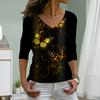 Spotted Butterfly Print Women Tshirts Ladies Tops Long Sleeve V-neck Pullover Femme T-shirts T Shirt For Women