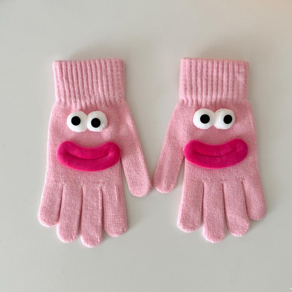 Ladies' Funny Gloves, Warm And Cute Cartoon Sausage Mouth, Leakage Finger, Split Finger, Fleece Gloves
