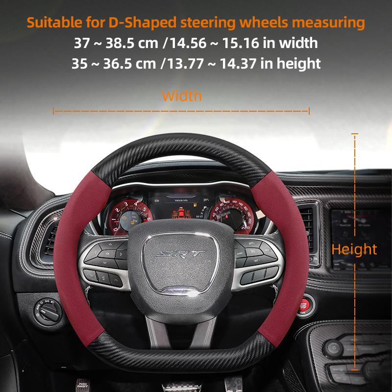 Suitable for Dodge Suede Matte Carbon Fiber Texture Steering Wheel Cover Suitable for Chenger Journey Charger Caliber Durango 1500 Grand Caravan WW7