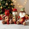 Cute Festive Gift Packaging Christmas Burlap Bags with Clear Window Santa Snowman Fabric for Snacks