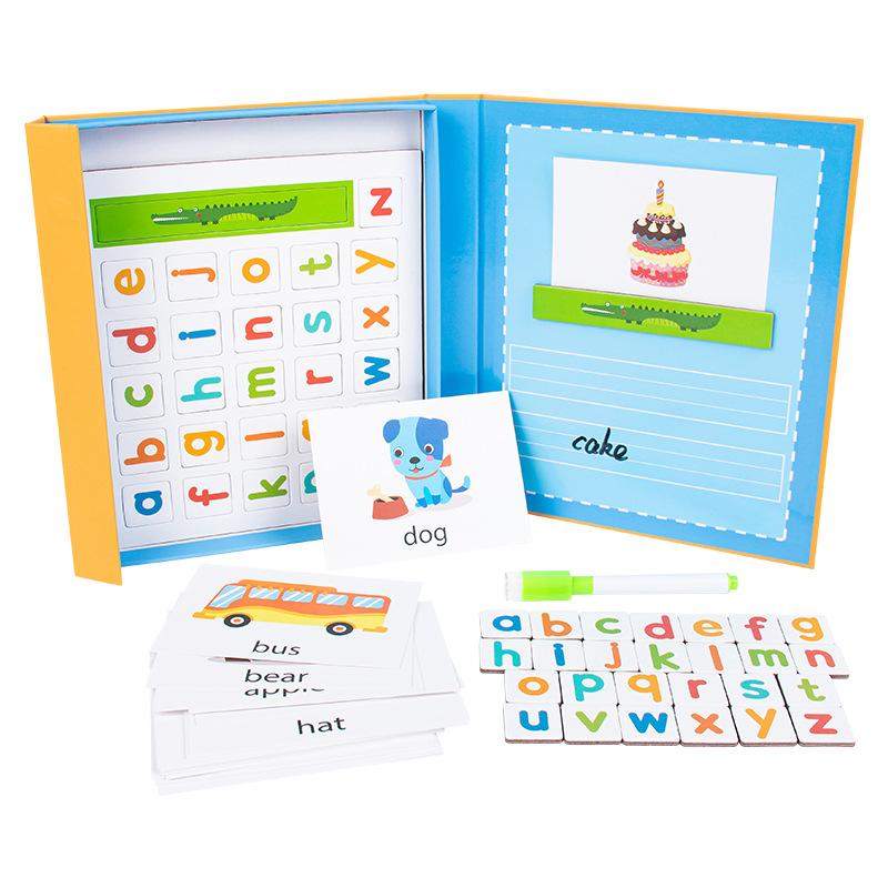 Books Magnetic Spelling Games, Early Childhood Education Enlightenment English Alphabet Puzzle Cognitive Learning Toys Handwriting