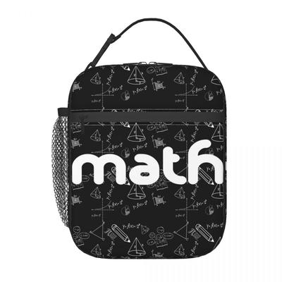 Черно-белый дизайн с математической тематикой, изолированная сумка-ланч для женщин и детей, портативные контейнеры для еды, термосумка-ланч, сумка-тоут
