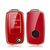 Golden-edged TPU Car Flip Key Case Cover Shell For Volkswagen VW Polo Golf Passat Tiguan Beetle Caddy T5 Up Eos Skoda Octavia Seat Leon Altea