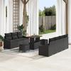 10-piece Garden Sofa Set with Black Synthetic Rattan Cushions, 2-seater Garden Sofa with Cushions 3362619