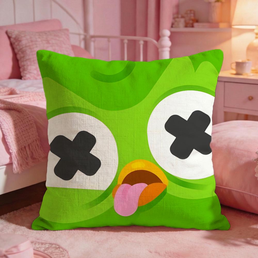DDuolingos Cute Cartoon Cushion Cover Premium Comfort Reversible Pillow Cove Two In One Design For Any Room Car Interior