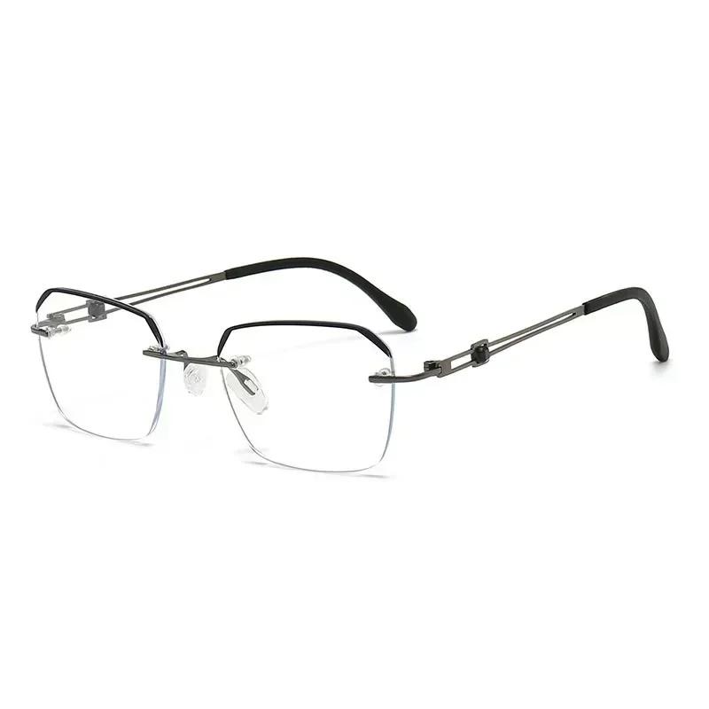New Business Frameless Reading Glasses for Men Super Light Retro High-definition Glasses Anti Blue Light Presbyopia Glasses