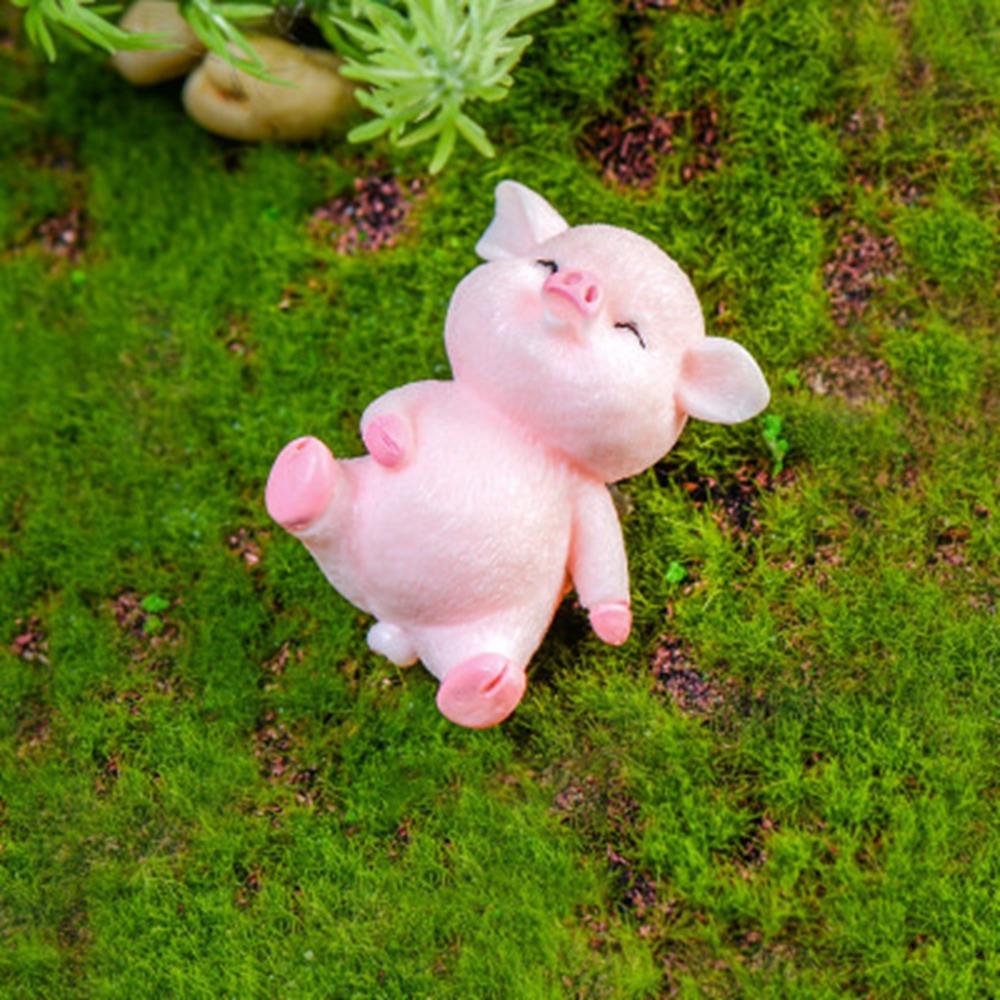 8pcs DIY Animal Statue Pink Pig  Model Dollhouse Accessory Micro Landscape Decoration Resin Craft Pig Miniature