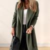 Winter Woolen Women Coat with Lace-up Belt Loose Solid Color Turn-down Collar