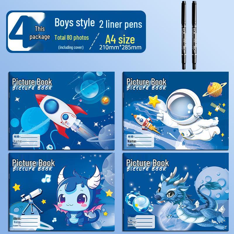 A4 Cartoon Drawing Book for Kids: Thick, Non-Bleeding Pages for Kindergarten and Primary Students
