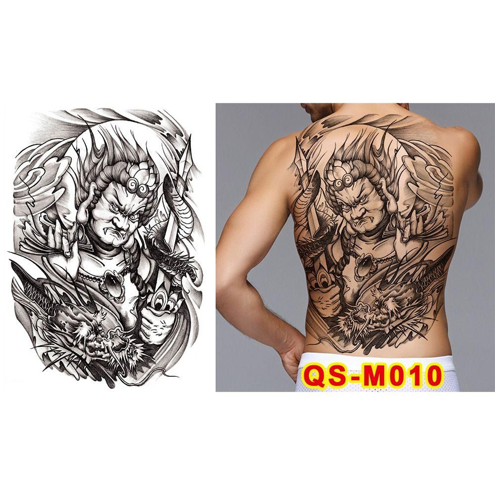 Buddha Pattern Full Back Tattoo Patch Angel Wings Cross Full Back Temporary Tattoos Travel