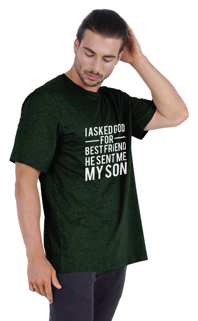 Inkmeso Men  S Graphic Printed   I Asked God For Best Friend He Sent Me My Son   Tshirt Crew Neck Tee For Father Son
