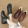 Winter New Mother Cotton Shoes Middle-aged Flat-bottomed Non-slip Snow Boots Middle-aged and Elderly Velvet Warm Short Boots Elderly Leather Shoes