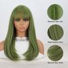 Синтетический длинный прямой зеленый парик с челкой, натуральный вид, термостойкий парик из волокна для женщин, ежедневное использование