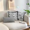 Nordic Minimalist Black & White Jacquard Pillowcase for Living Room Sofa or Bedside Backrest