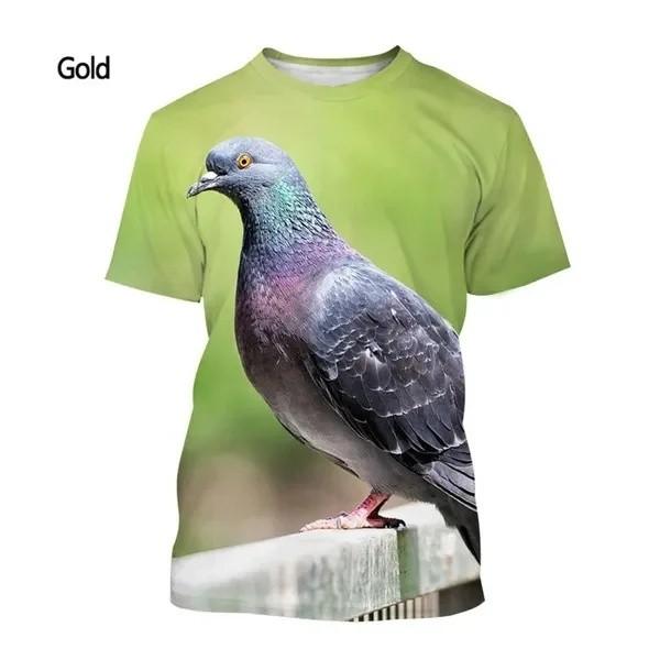 Kids Short-Sleeve T-Shirts 3D Pigeon Print Loose-Cut for Children Daily Outdoor Play School Summer Leisure Activities