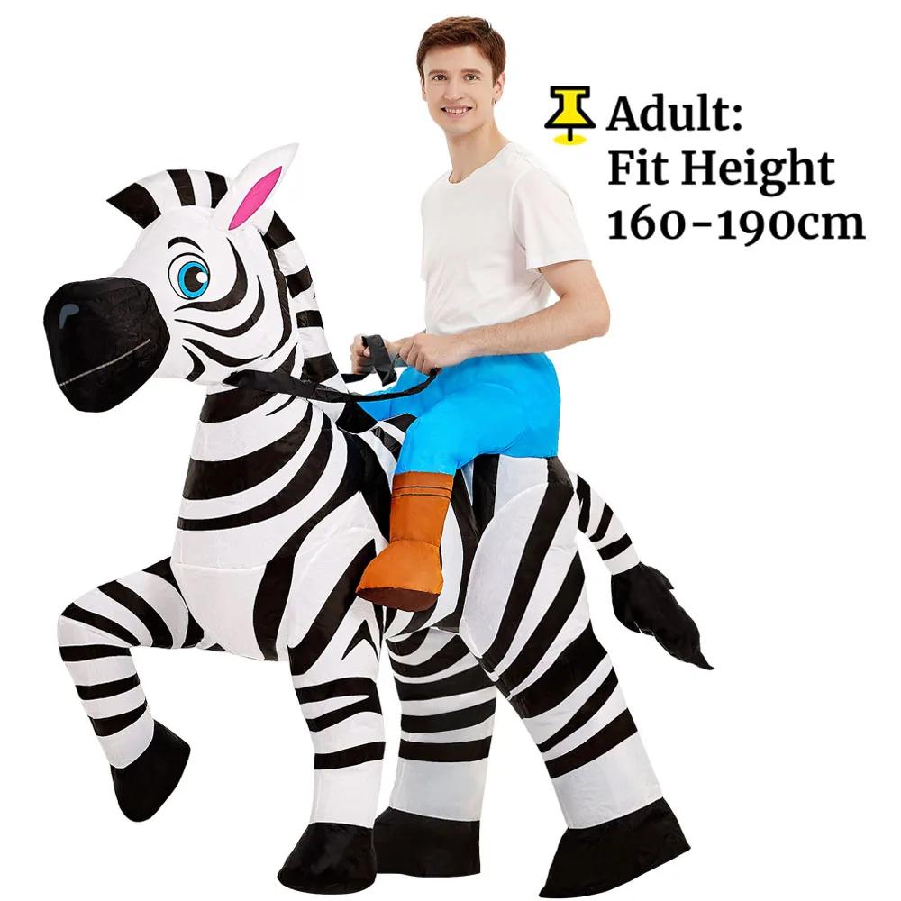Надувной костюм-зебра для детей, на котором можно ездить, смешной надувной костюм животного для мальчиков и девочек, Хэллоуин, карнавал, вечеринка, наряд, косплей