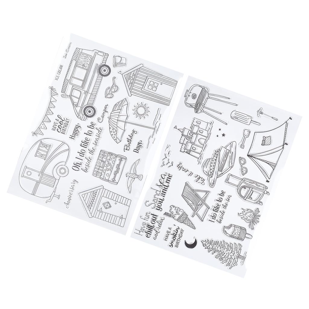 2 шт. прозрачная печать штамп летняя поездка замок автомобиль палатка для изготовления открыток скрапбукинг