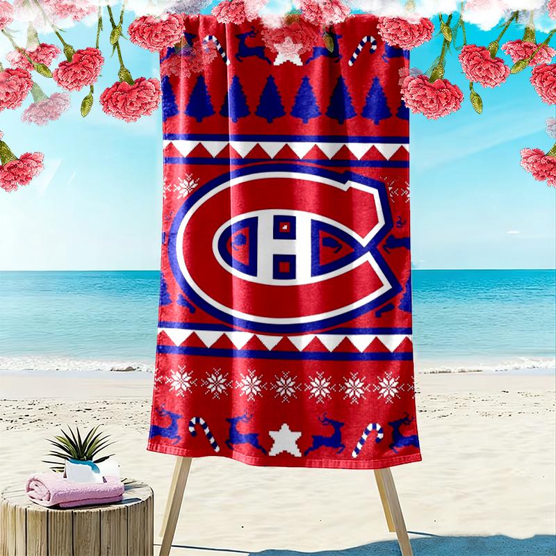 Пляжное полотенце с принтом Montreal Canadiens, большое, мягкое, быстросохнущее, для пляжа, кемпинга, плавания