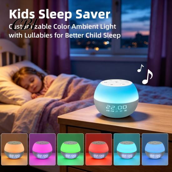Customizable Sound Effect Player White Noise Sleep Machine, Portable Baby Night Light with 20 Soothing Ambient Machine Sounds, Timer Auto Off