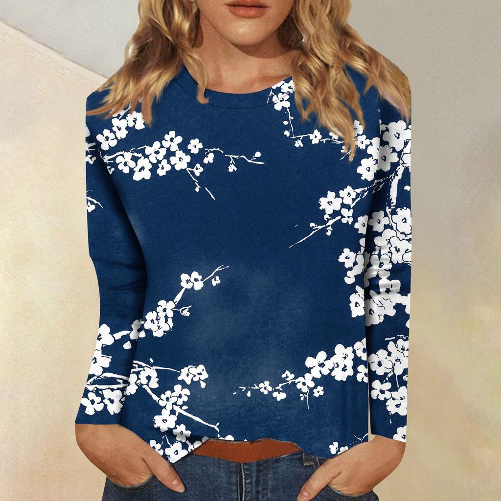 Рубашки с длинным рукавом для женщин, милые футболки с графическим принтом, блузки, повседневные базовые топы больших размеров, пуловеры