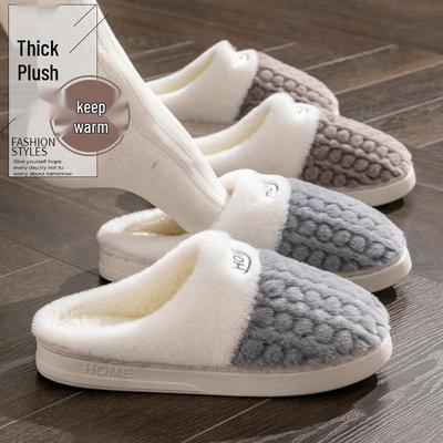 Мужские хлопковые тапочки на флисовой подкладке: Мягкие, Нескользящие Домашние Тапочки на Зиму 2025 - Уютный Мех для Пар