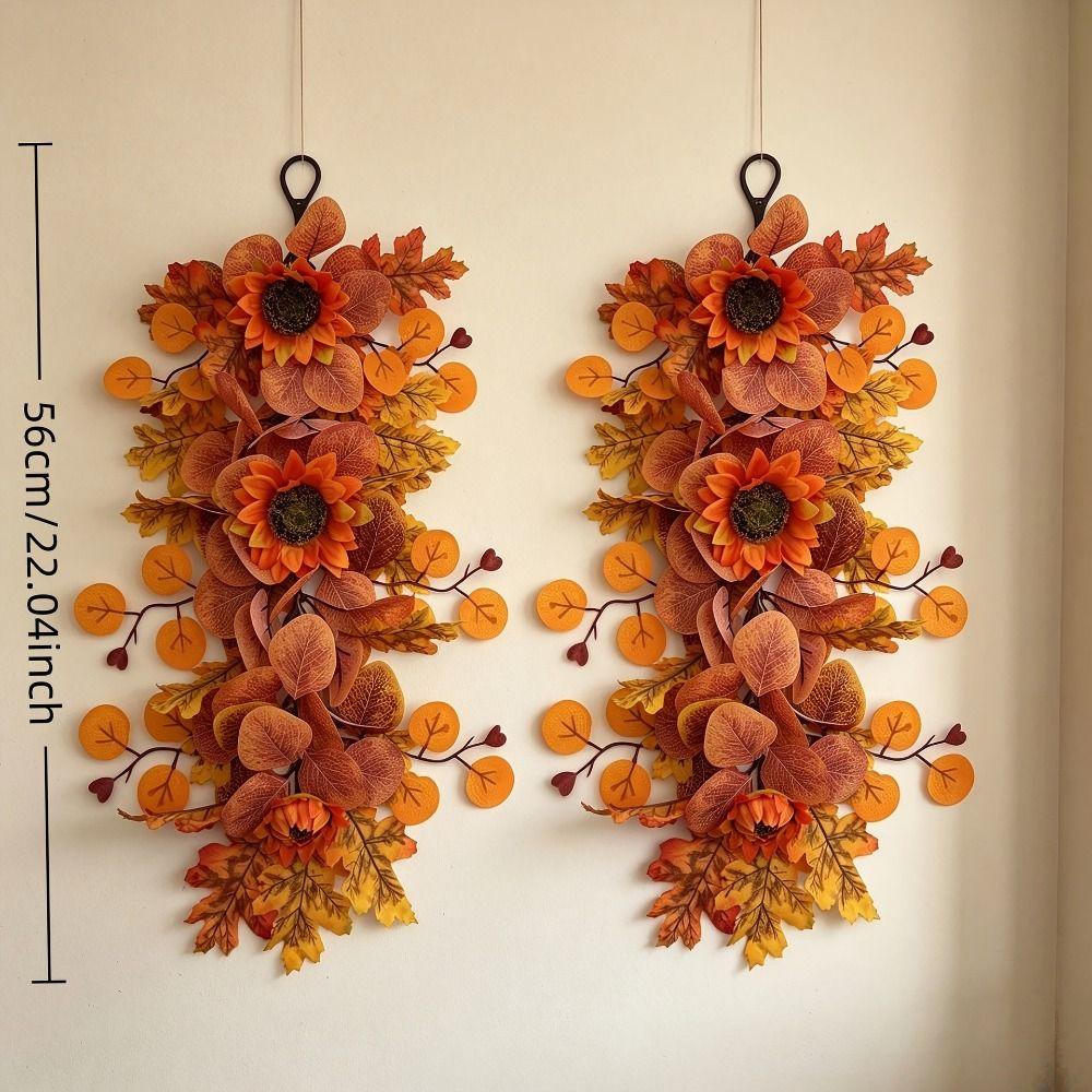 Yellow Wall Hanging Garland Eucalyptus Leaves Simulatied Sunflower Wall Hanging  Thanksgiving Party
