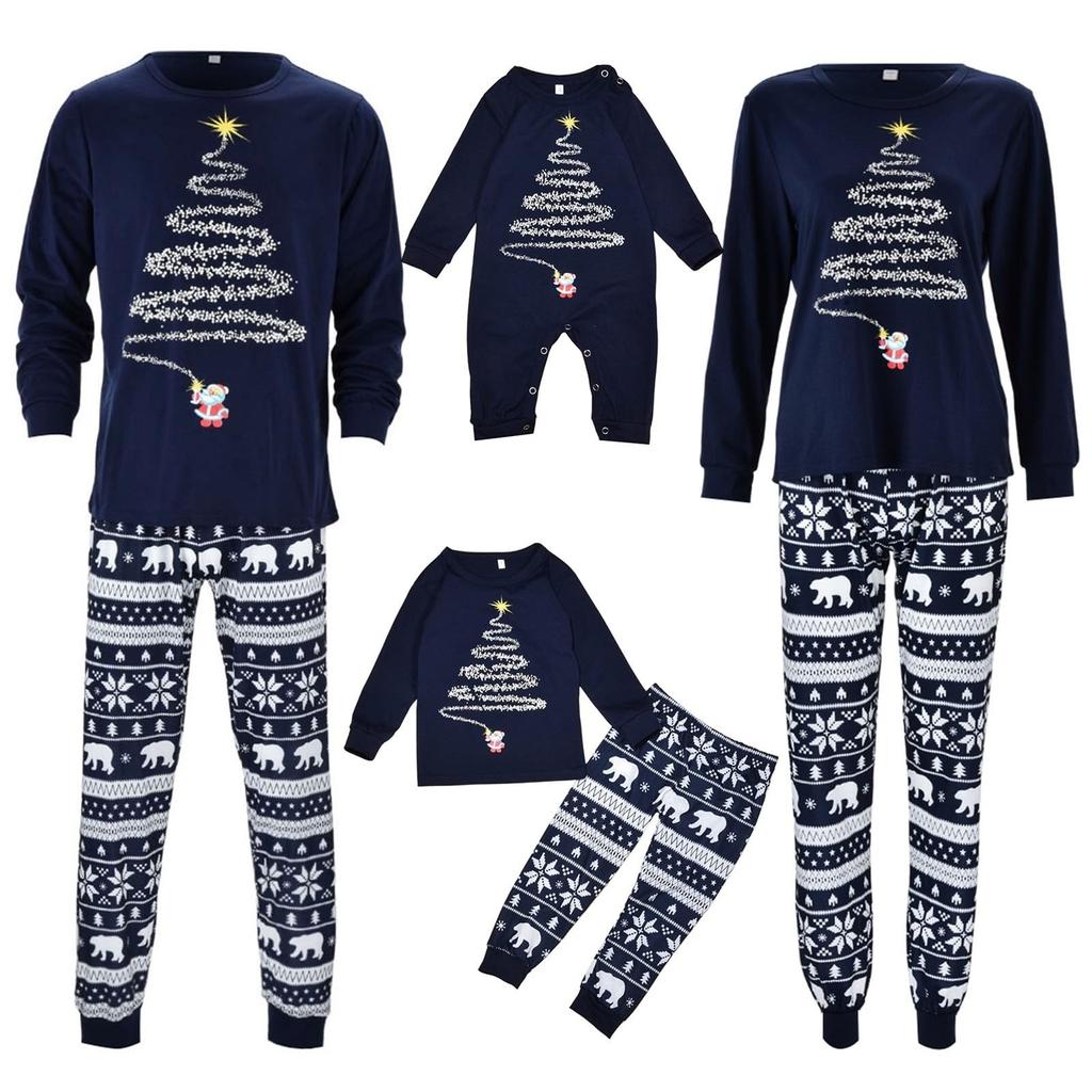 Christmas Prints Family Matching Long Sleeve Tops+Pants Set Family Matching Sets