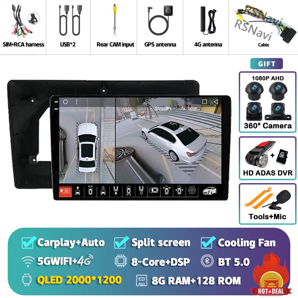 Android 14 Carplay Car Radio для Citroen C5 2009 Мультимедийный видеоплеер Навигация GPS Стерео 2Din DVD AI Voice 360 Камера DSP