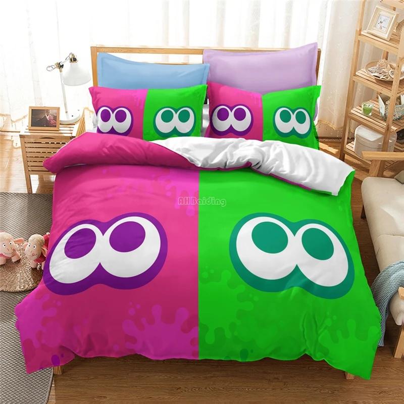 Popular Splatoon 2 3d Bedding Set Queen King Single Double Duvet Cover Set Pillowcase Children Cartoon Quilt/Blanket Cover Sets